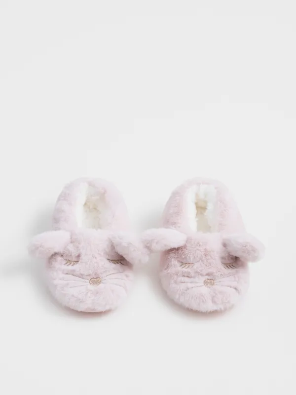 Балалар тәпішке-шұлықтары, үйге арналған, өлшемі 27-29, жасанды үлбір/шерпа, сүт түстес, Мысық, Funny warm, image-4