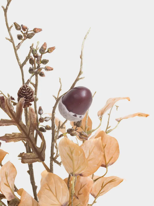 Ветка декоративная, 55 см, Листья с шишками, Autumn fusion, image-2