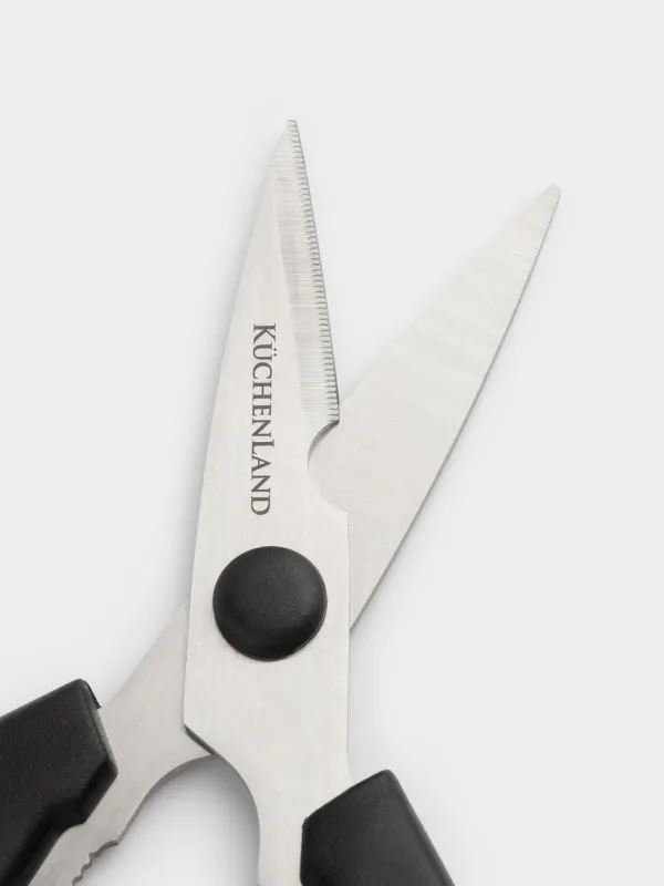 Ас үй қайшылары, 21 см, ашқышы мен жаңғақ жарғыш бар, болат / пластик, қара, Black style, image-2