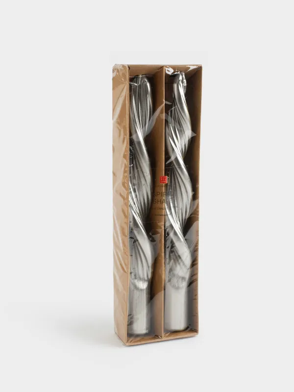 Шам, 2 дана, 20 см, жіңішке, күміс, Шиыршық, Spiral shape, image-3