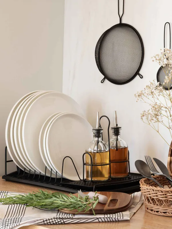 Ыдыс кептіргіш, 47х26 см, паллет, пластик / металл, қара, қара стиль, image-5