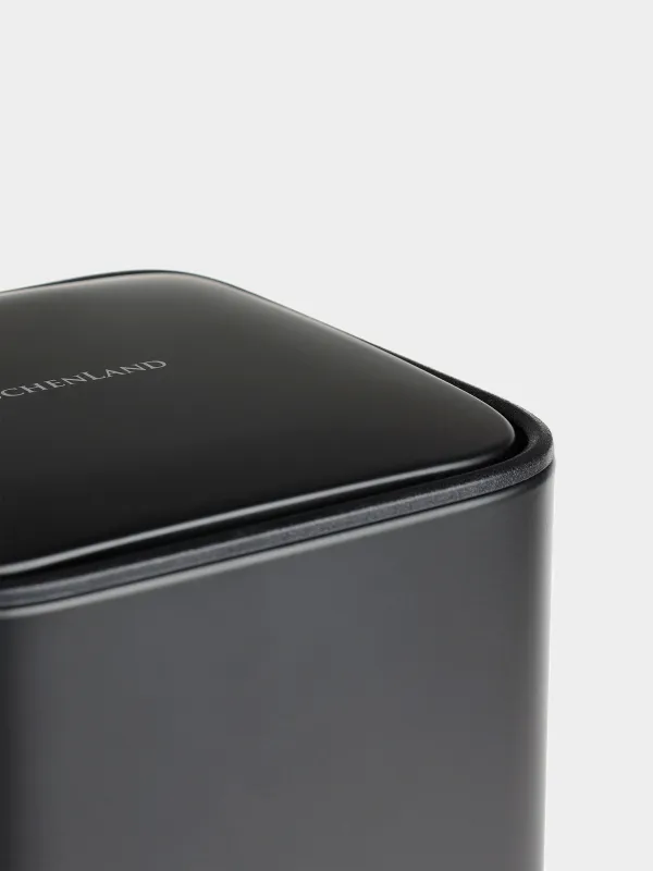 Қоқыс салғыш, 3 л, педальмен, металл, шаршы, қара, Total black, image-4