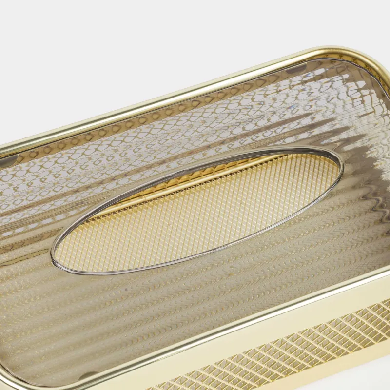 Қағаз майлықтарға арналған қорап, 25х14 см, металл/пластик, алтын, Тор, Twist gold, image-2