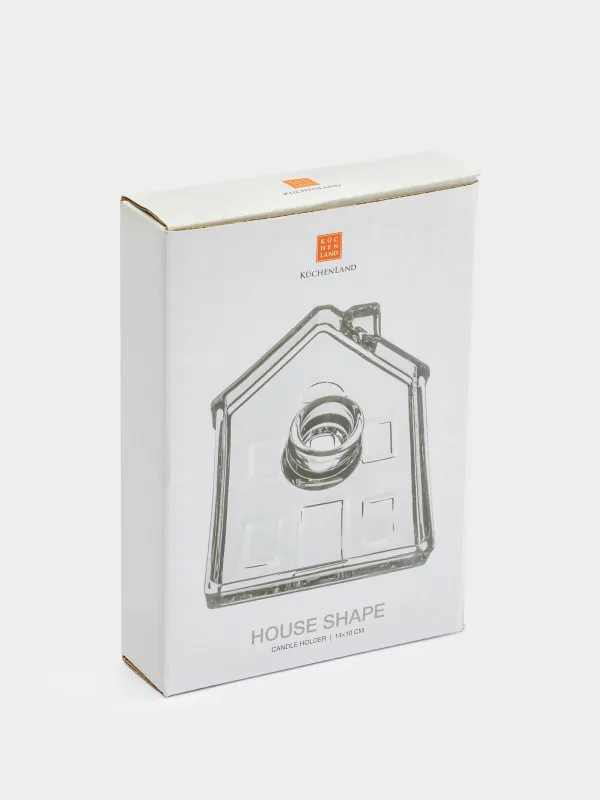 Шам ұстағыш, 14 см, жіңішке шамға арналған, шыны, House shape, image-5