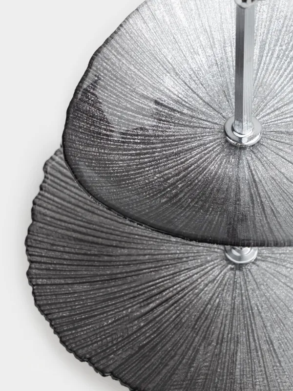 Пирожныйларға арналған тұғыр, 16х21/24 см, 2 қабат, шыны/металл, күміс түстес және сұр, Angle, image-2