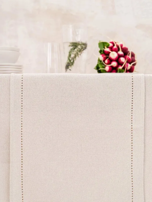 Үстел үсті жолы, 40х160 см, полиэстер, күміс-Крем, Hemstitch, image-6