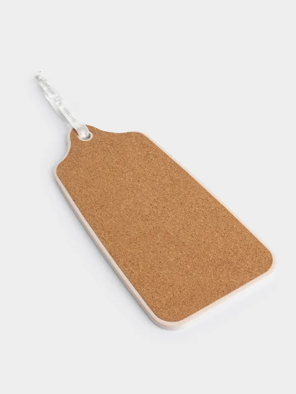 Подставка под горячее, 14х28 см, керамика/пробка, белая, Ежик в пледе, Forest animals, image-2