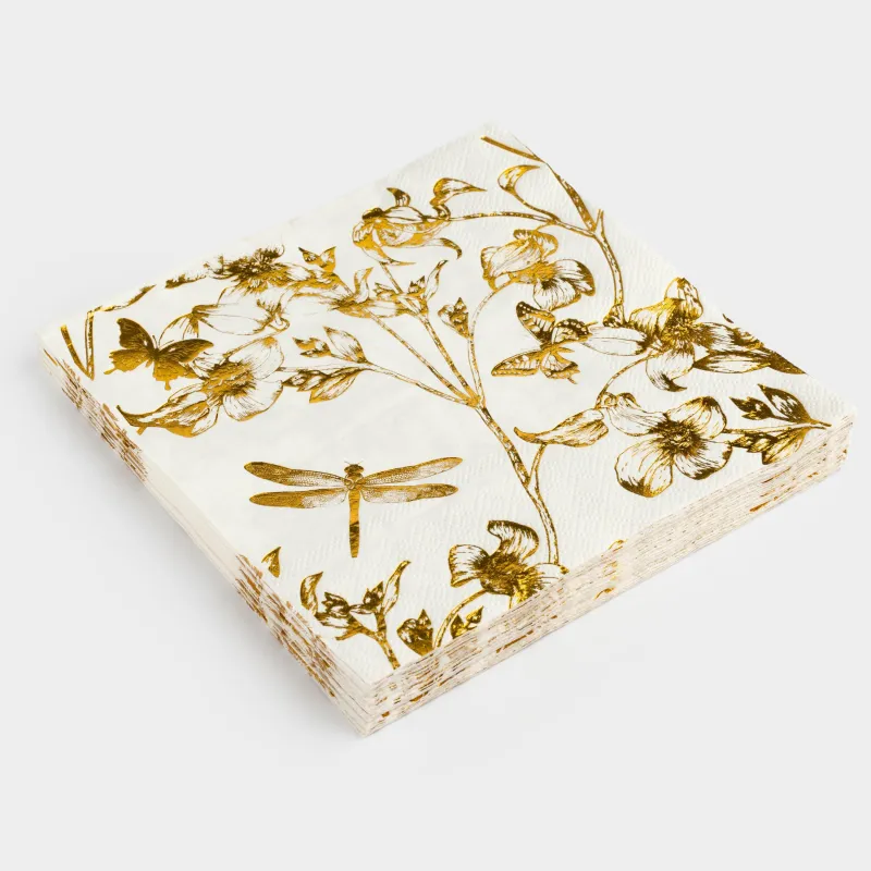 Қағаз майлықтар, 33х33 см, 20 дана, шаршы, ақ, Гүлдер, Flower garden, image-1