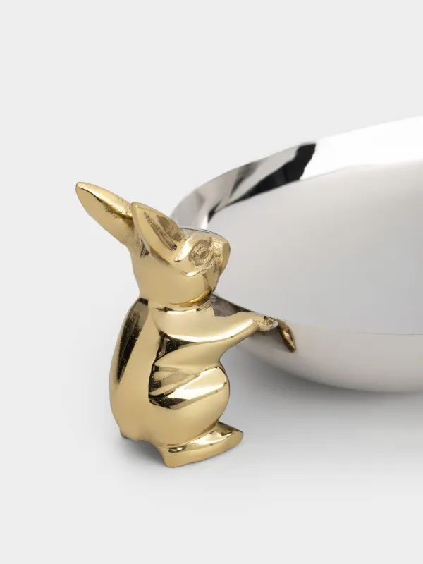 Сәндік ыдыс, 16х12х3 см, болат/жез, күміс және алтын түстес, Қоян, Fantastic, image-3