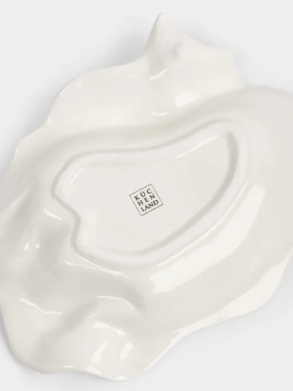 Блюдо декоративное, 19х15х4 см, керамика D, молочное, Мятый эффект, Crumple, image-4