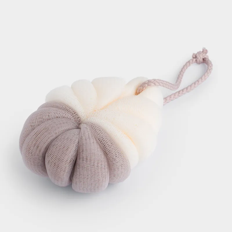 Мочалка для мытья тела, 13 см, полиэтилен, бежево-белая, Цветок, Showy, image-1