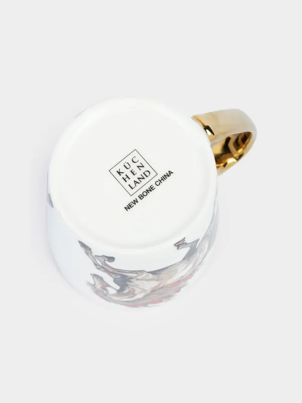 Саптыаяқ, 500 мл, фарфор N, ақ-алтын, Отты жылқы, Fiery horse, image-3