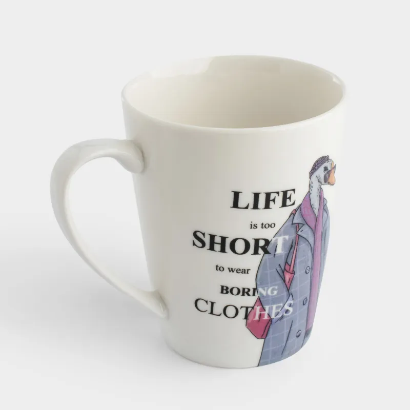 Кружка, 420 мл, фарфор N, белая, Гусь в пальто, Goose, image-1