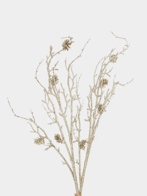 Ветка декоративная, 93 см, Шишки в блестках, Conifer delice, image-1