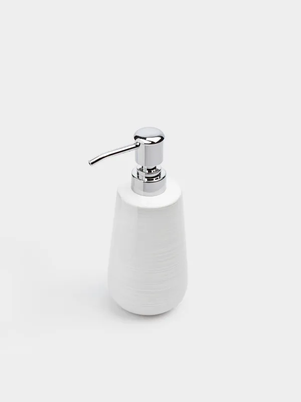 Диспенсер для жидкого мыла, 400 мл, керамика/металл, белый, перламутр, Odyssey, image-1