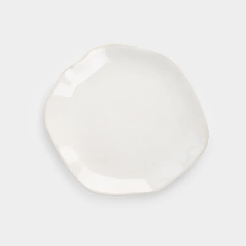 Тарелка закусочная, 22 см, керамика, белая, Неровный край, Bumpy
