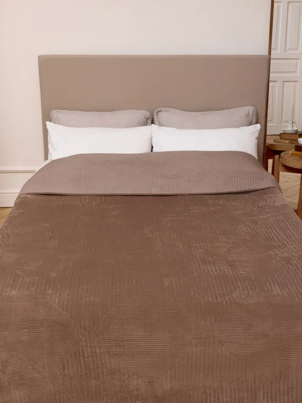 Көрпе, 220х240 см, көрпе, барқыт / микрофибра, қоңыр, Гауһар, Stitch velvet, image-4