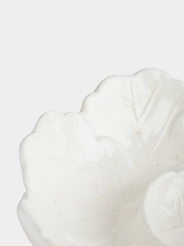 Ыдыс, 24х7 см, тұздыққа арналған ыдысы бар, керамика, сүт түстес, дақты, Жапырақтағы кірпі, Slight frost, image-2