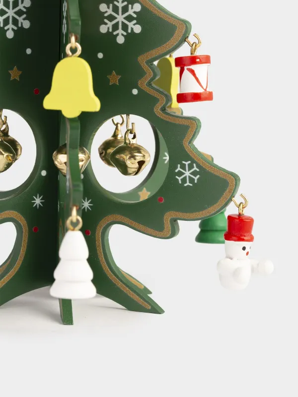Мүсінше, 18 см, салпыншағы бар, МДФ, жасыл, Ойыншықтары бар шырша, Christmas style, image-2