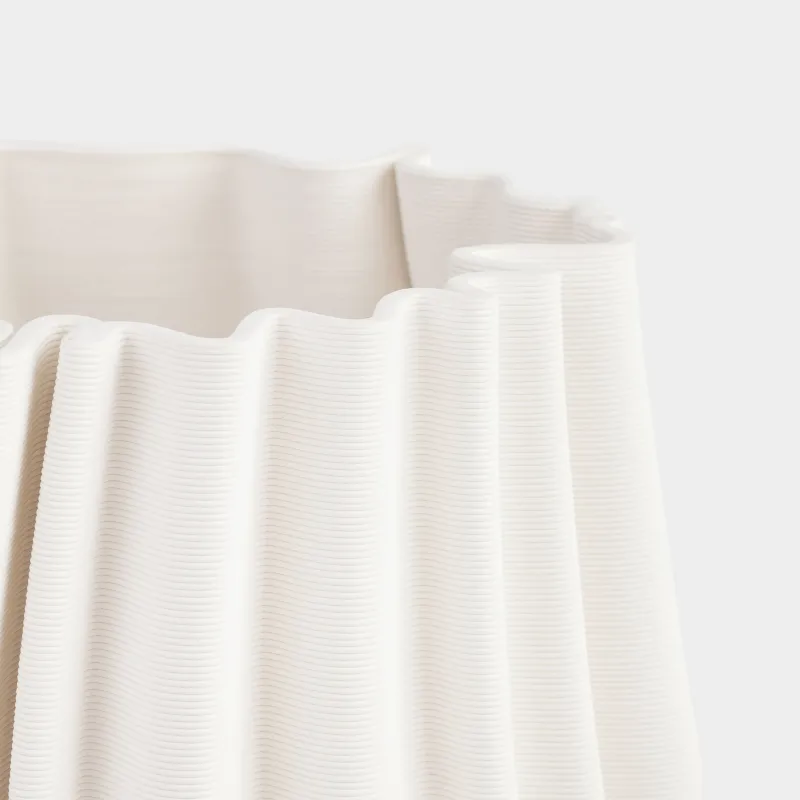 Гүл вазасы, 26 см, керамика, сүт түстес, Фактуралық сызықтар, Crumple, image-1