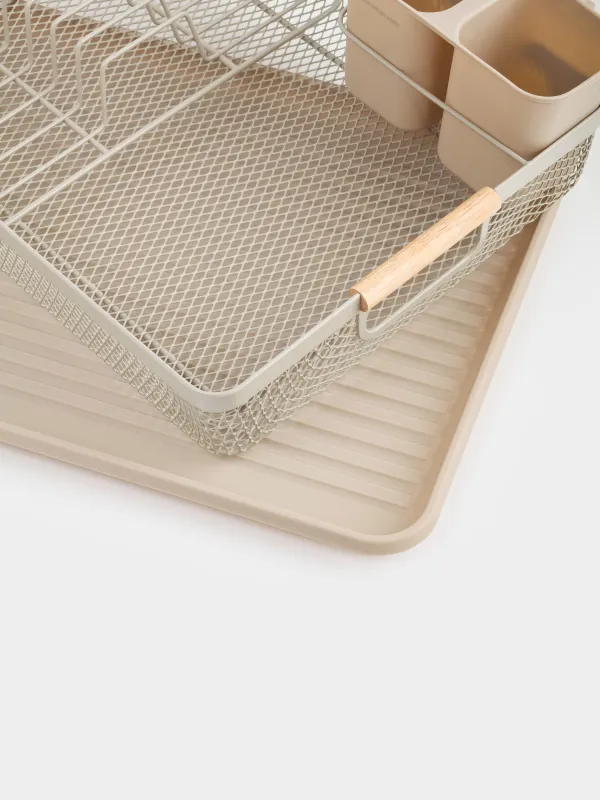 Ыдысқа арналған кептіргіш, 43х32 см, науасы бар, пластик/металл, сұр-сарғылт-қоңыр, Dainty twin, image-5