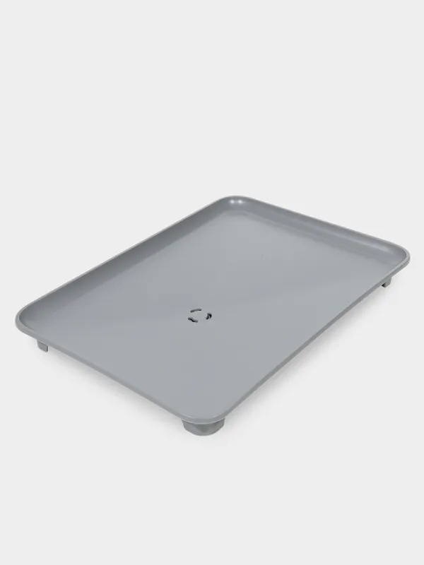 Ыдыс кептіргіш, 43х31 см, науасы бар, су төгетін, металл / пластик, ашық сұр, Keeping, image-4