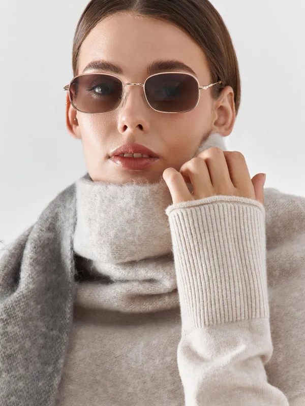 Шарф женский, 180x50 см, полиэстер, серо-бежевый, Loop, image-6