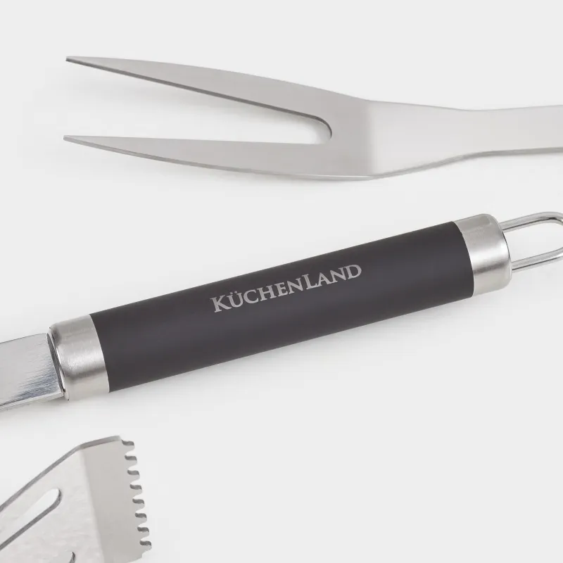 Барбекюге арналған жиынтық, 3 зат, былғары қапта, болат/пластик/эко-былғары, BBQ, image-4