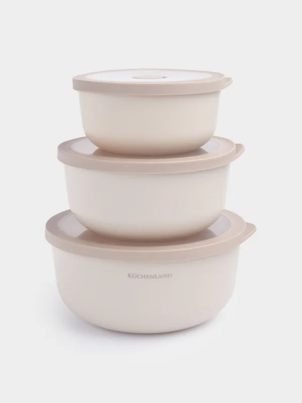 Тостаған, 0,65/1,2/2 л, 3 дана, пластик/силикон, сарғылт, Galori, image-0