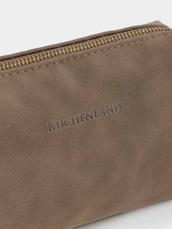 Косметикалық сөмке, 20х10 см, полиуретан, тікбұрышты, қою қоңыр, Krast, image-2