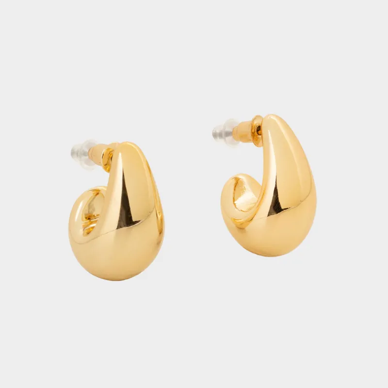 Серьги-пусеты, 2,5 см, 2 шт, пластик CCB, золотистые, Капли, Jewelry