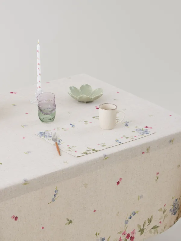 Салфетка под приборы, 30х45 см, полиэстер/лен, прямоугольная, бежевая, Цветы, Colorful flowers, image-4