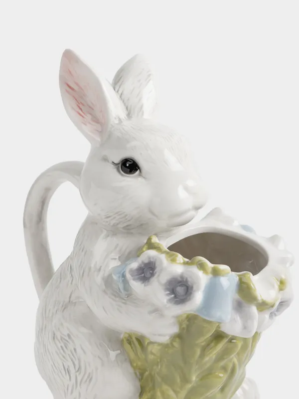 Құмыра, 540 мл, керамика, сұр, Гүл шоғы бар қоян, Easter, image-3