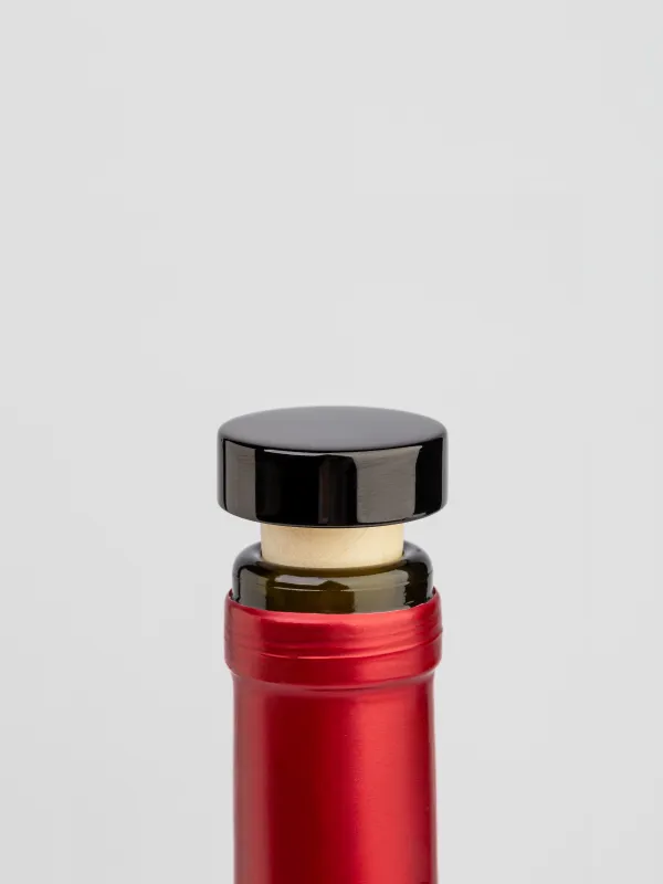 Шампан бөтелкесіне арналған тығын, 3 см, тығын/металл, қара, Button, image-4