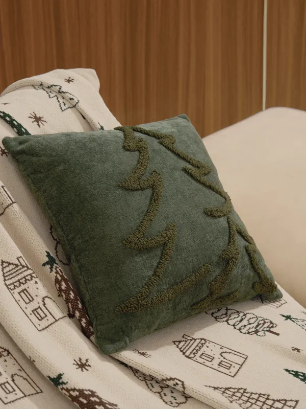 Подушка декоративная, 45х45 см, шенилл, темно-зеленая, Ель, Chenill, image-3