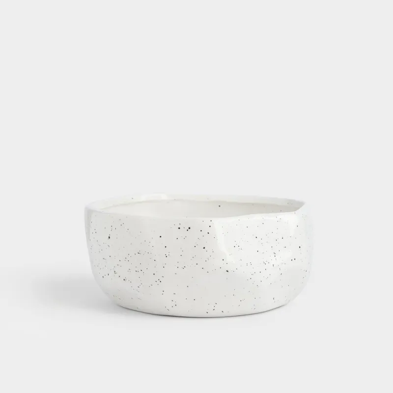 Жеміс вазасы, 22х10 см, керамика, сүт түстес, дақты, Жиегі тегіс емес, Crumple speckled