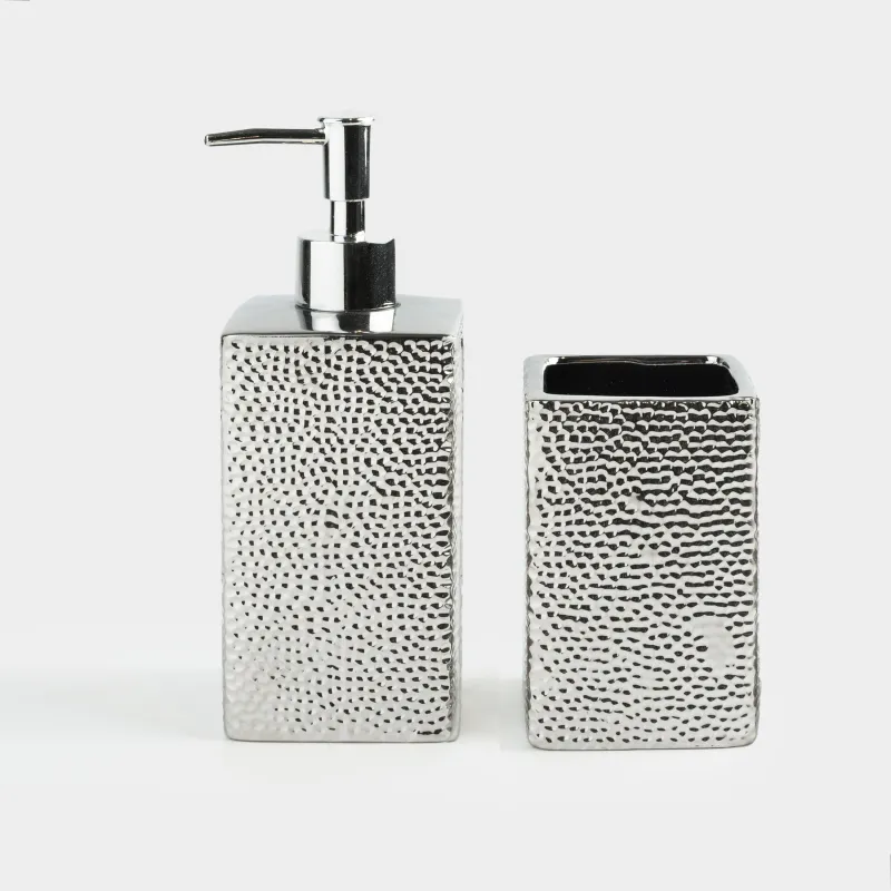 Набор для ванной, 2 пр, керамика/металл, серебристый, Gallant