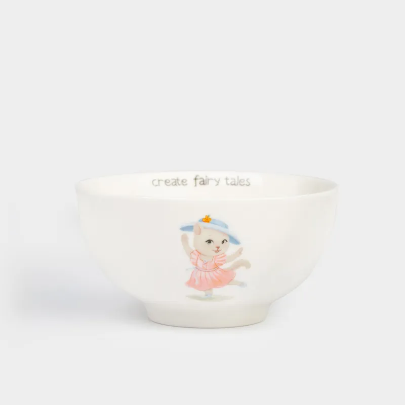 Сорпа тәрелкесі, балаларға арналған, 12х6 см, 300 мл, фарфор N, ақ, Бас киім киген мысық, Ideas life
