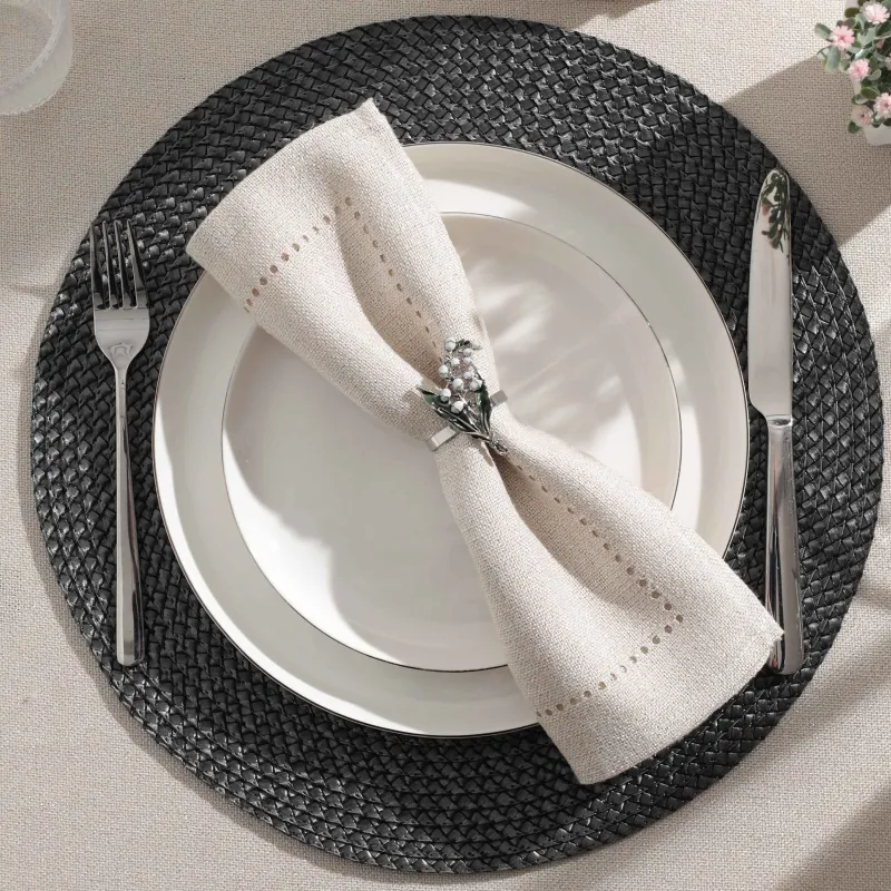 Майлық сақинасы, 5 см, металл, жасыл-күміс, жапырақтары бар алқап лалагүлі, мамыр-лалагүл, image-3