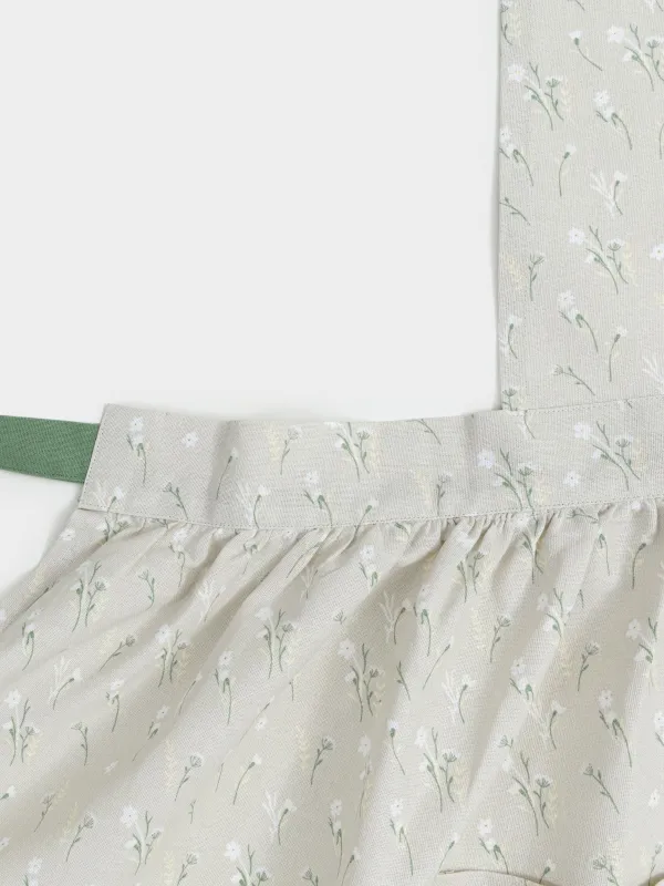 Фартук-платье, 75х85 см, хлопок, серо-бежевый, Цветы, Meadow tiny, image-4