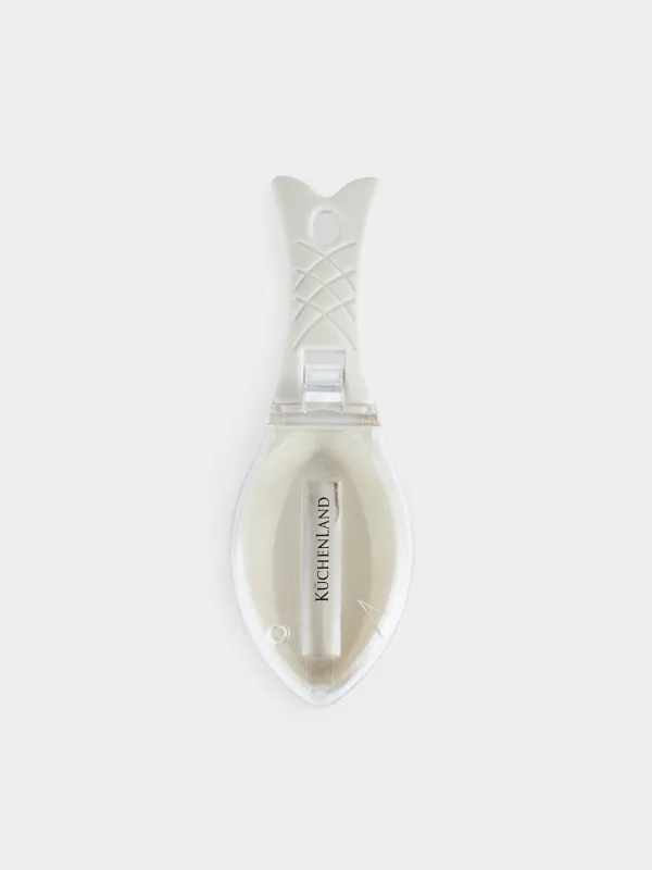 Балық тазартқыш пышақ, 16 см, контейнері бар, пластик, сұр, балық, көмекші, image-0