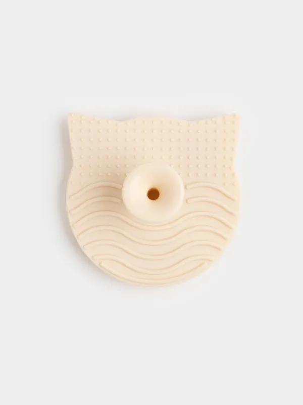 Щетка для очищения лица, 6 см, массажная, на присоске, силикон, бежевая, Кот, Manny, image-3