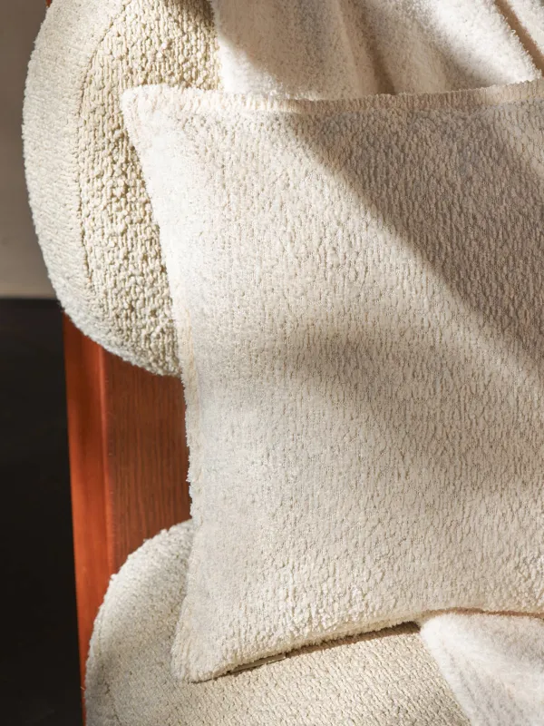 Сәндік жастық, 45х45 см, букле/барқыт, сүт, Boucle, image-3