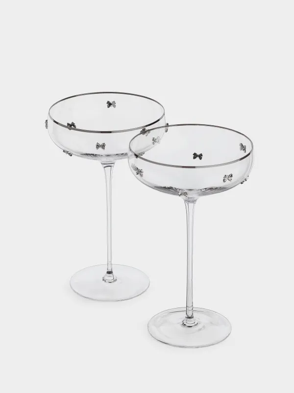 Бокал-креманка для шампанского, 250 мл, 2 шт, кристальное стекло, с серебристым кантом, Ferentino decor, image-1