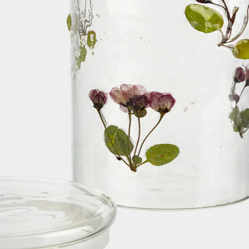Сусымалы өнімдерге арналған құты, 900 мл, шыны Б, ішінде кептірілген гүлдері бар, Clear dried, image-3