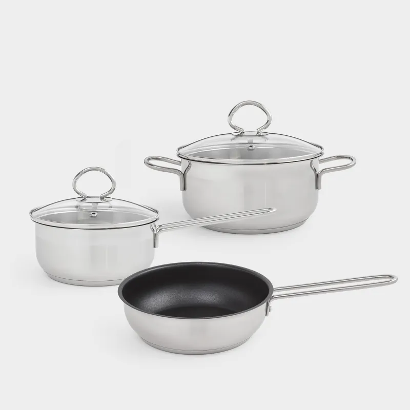 Ыдыс-аяқ жинағы, 3 зат, болат/шыны, Egoist lite