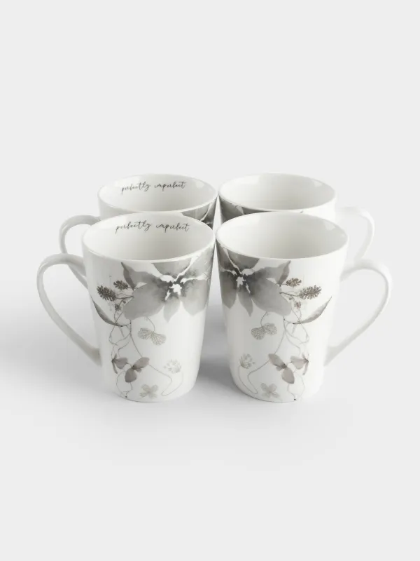 Саптыаяқ, 420 мл, 4 дана, фарфор N, Сұр гүлдер, Watercolor, image-4