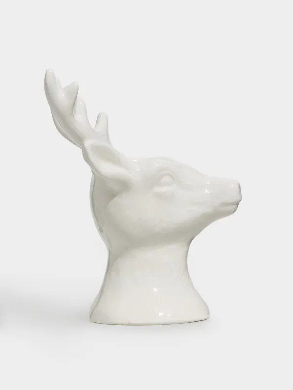 Шам ұстағыш, 12 см, жіңішке шамға арналған, керамика, ақ, Бұғы, Forest deers, image-2