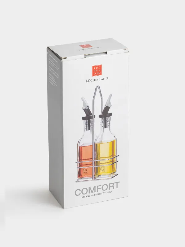 Набор для масла и уксуса, 150 мл, 2 шт, на подставке, стекло/металл, Comfort, image-7