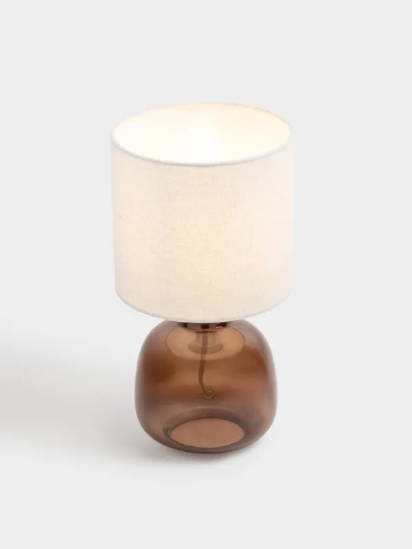 Үстел шамы, 33 см, шыны/зығыр, қоңыр, Кракелюрлі колба, Impulses light, image-1